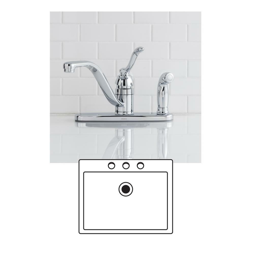 MOEN Banbury Low-Arc Kitchen Faucet w/ Side Sprayer on Deck Chrome