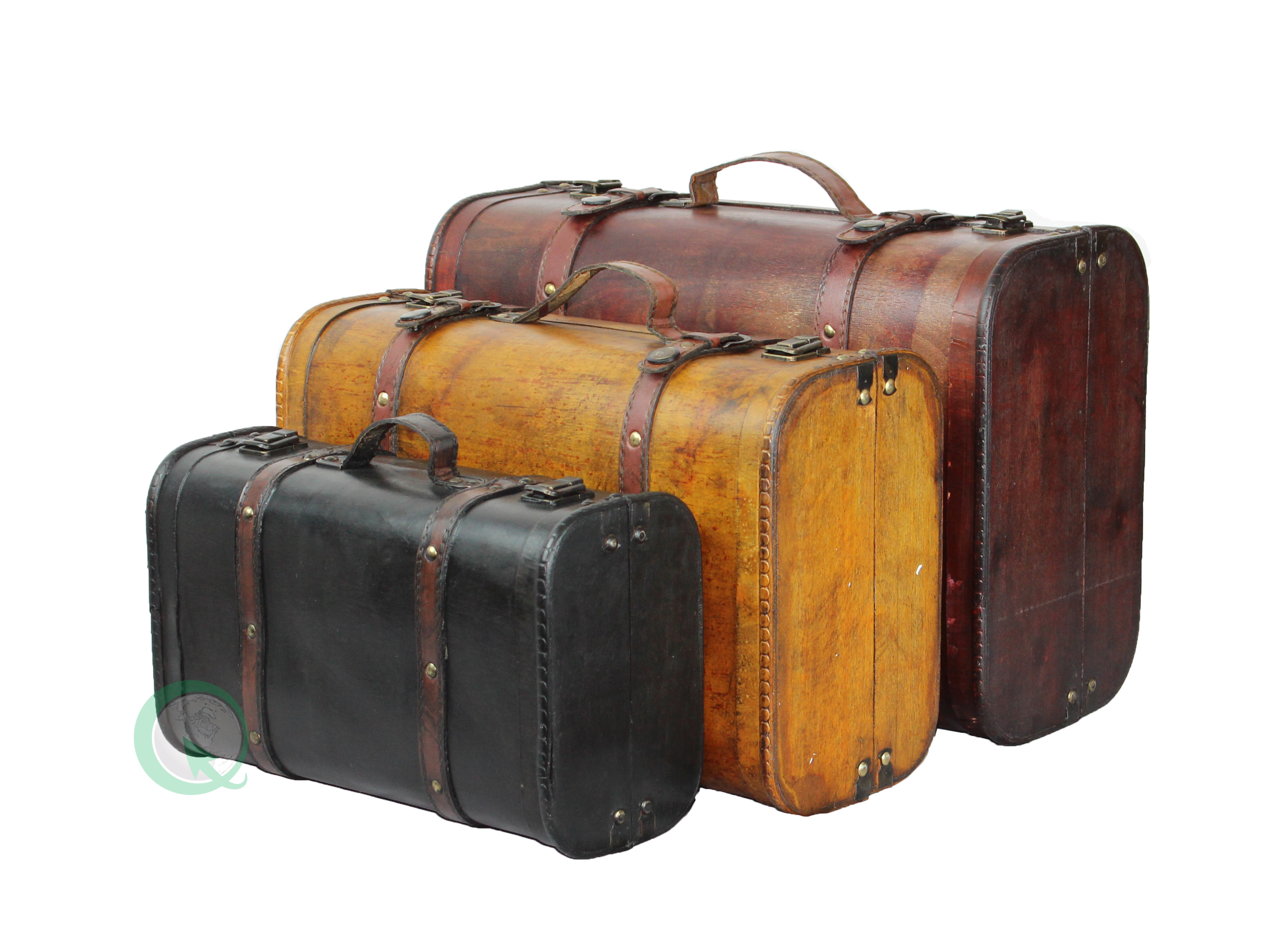 Vintiquewise 3 Colored Vintage Luggage Suitcase Style Trunk Set of 3