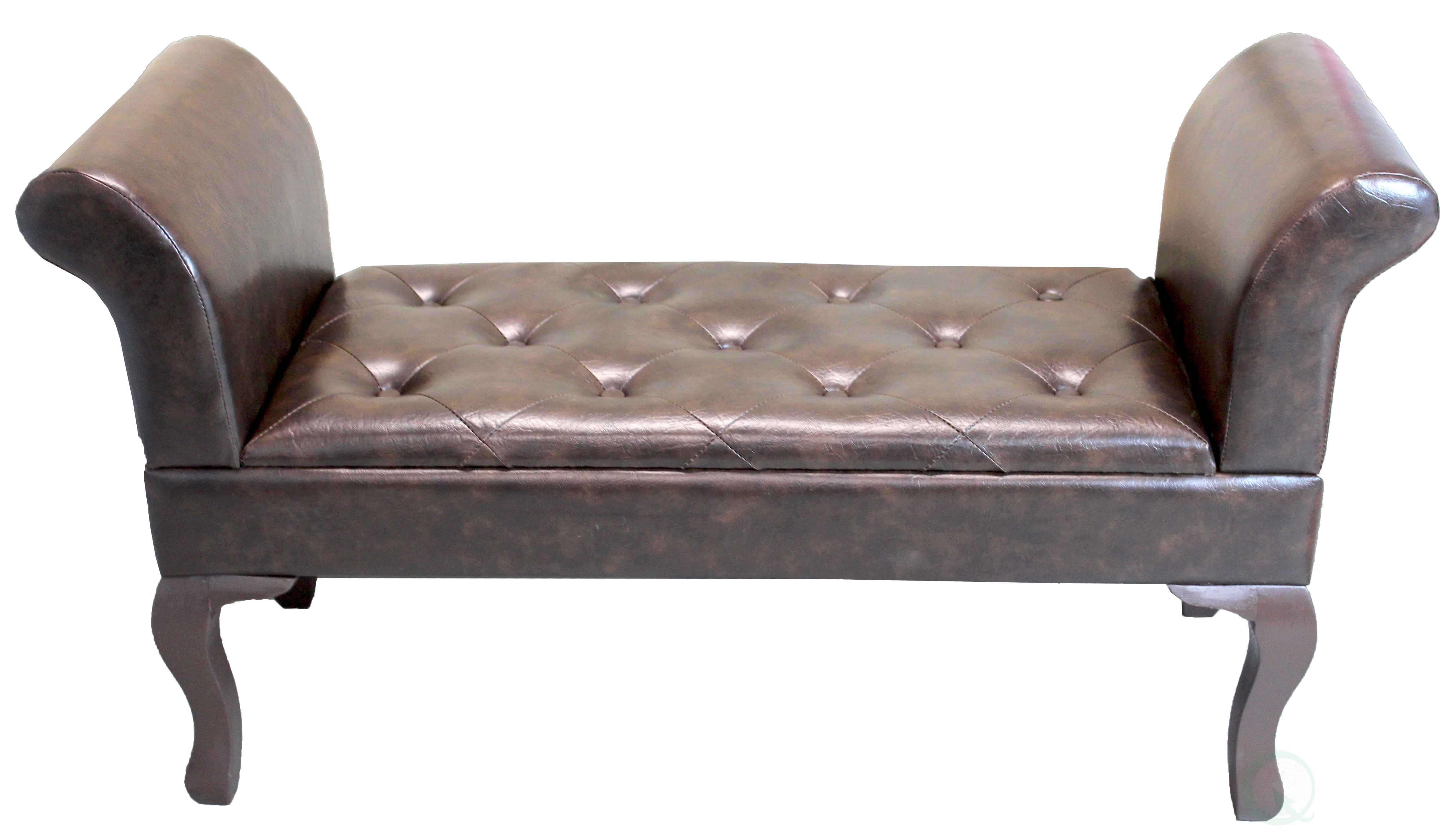 New Untiquewise Brown Faux Leather Bed-End Bench, QI003247L