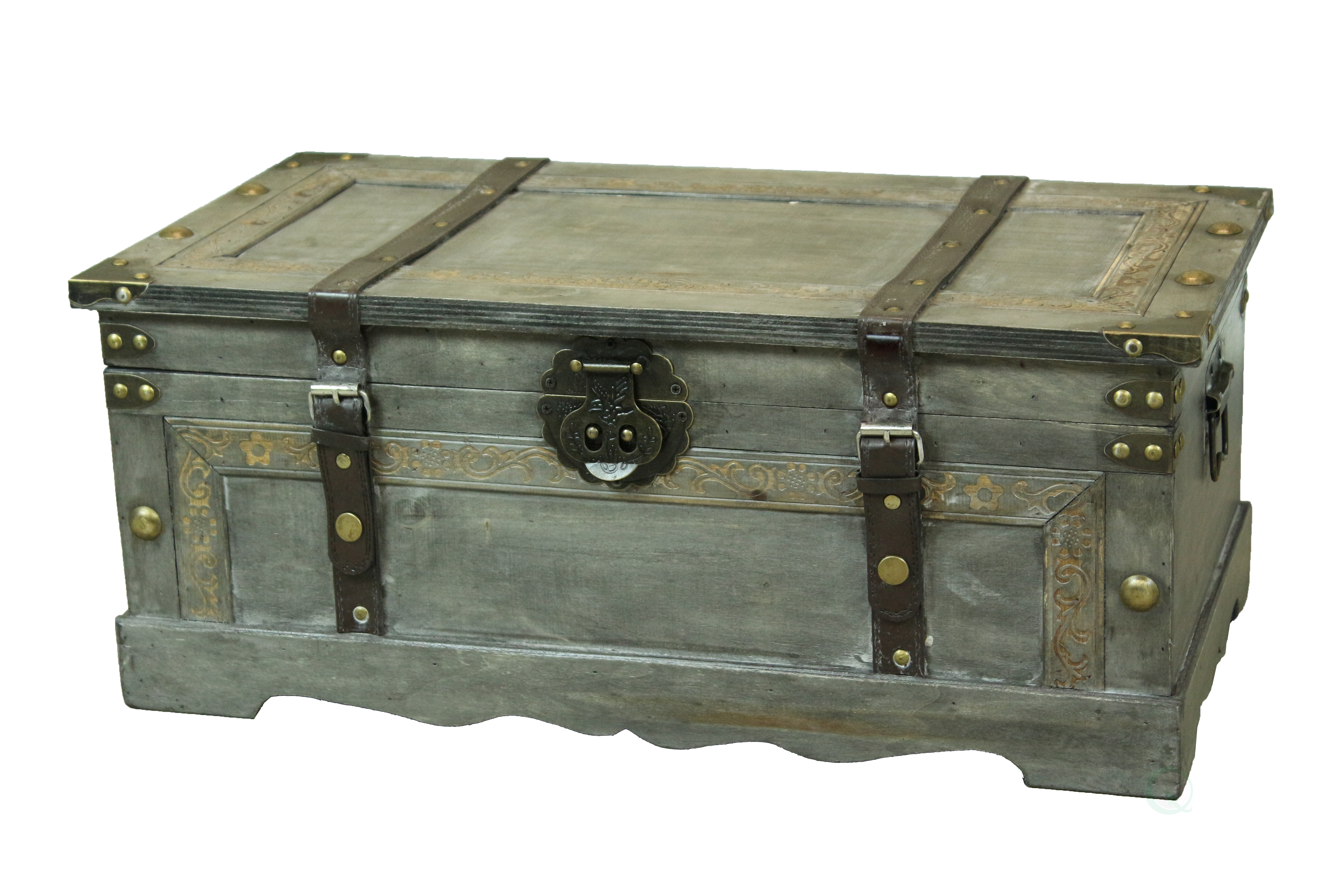 Rustic Gray Large Wooden Storage Trunk 651355032729 eBay