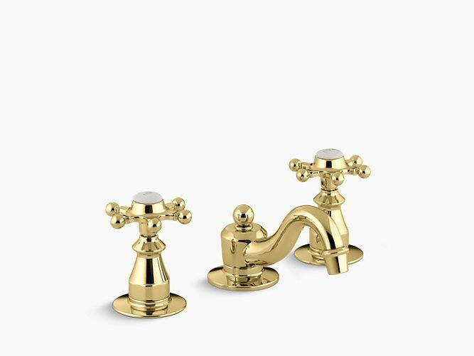 KOHLER K1083PB POLISHED BRASS Antique CROSS Widespread bathroom sink