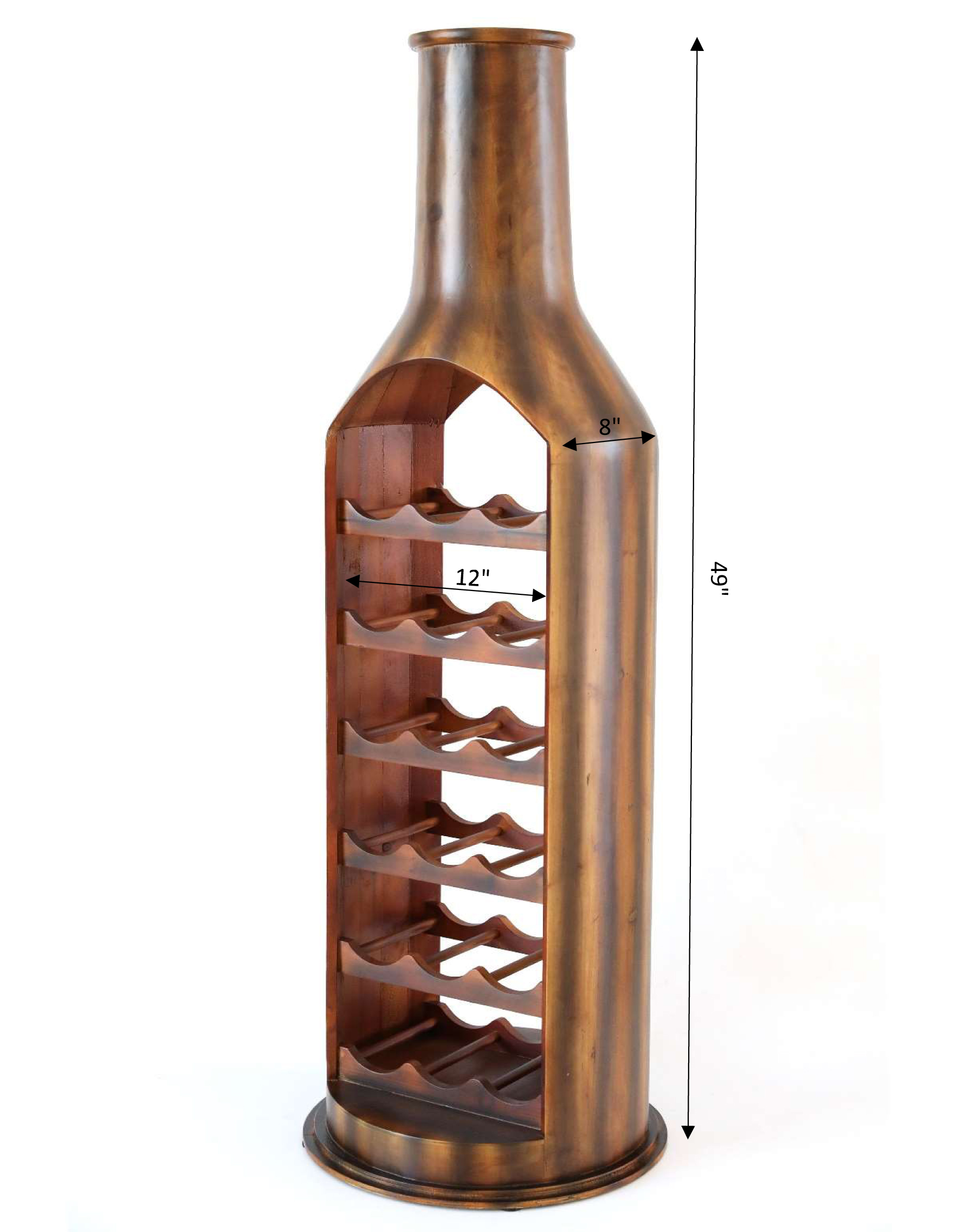 Wooden Bottle Shaped Wine Rack, 18 Bottle Decorative Wine