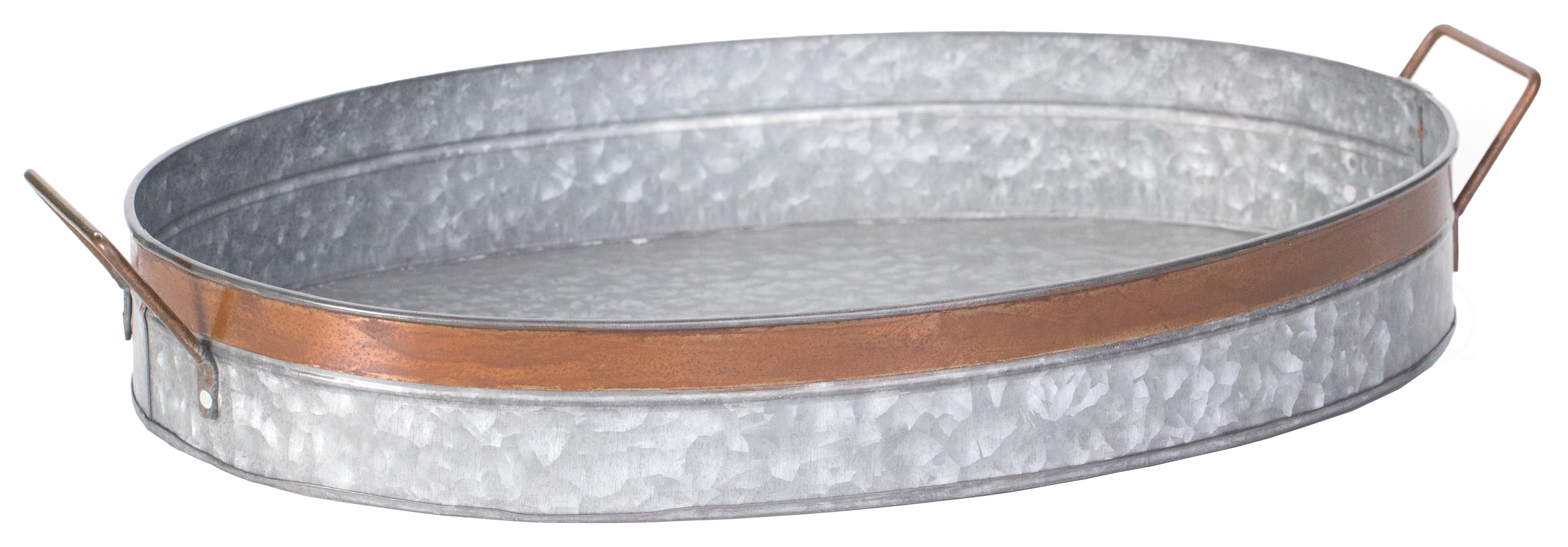 New Vintiquewise Galvanized Metal Oval Rustic Serving Tray With Handles