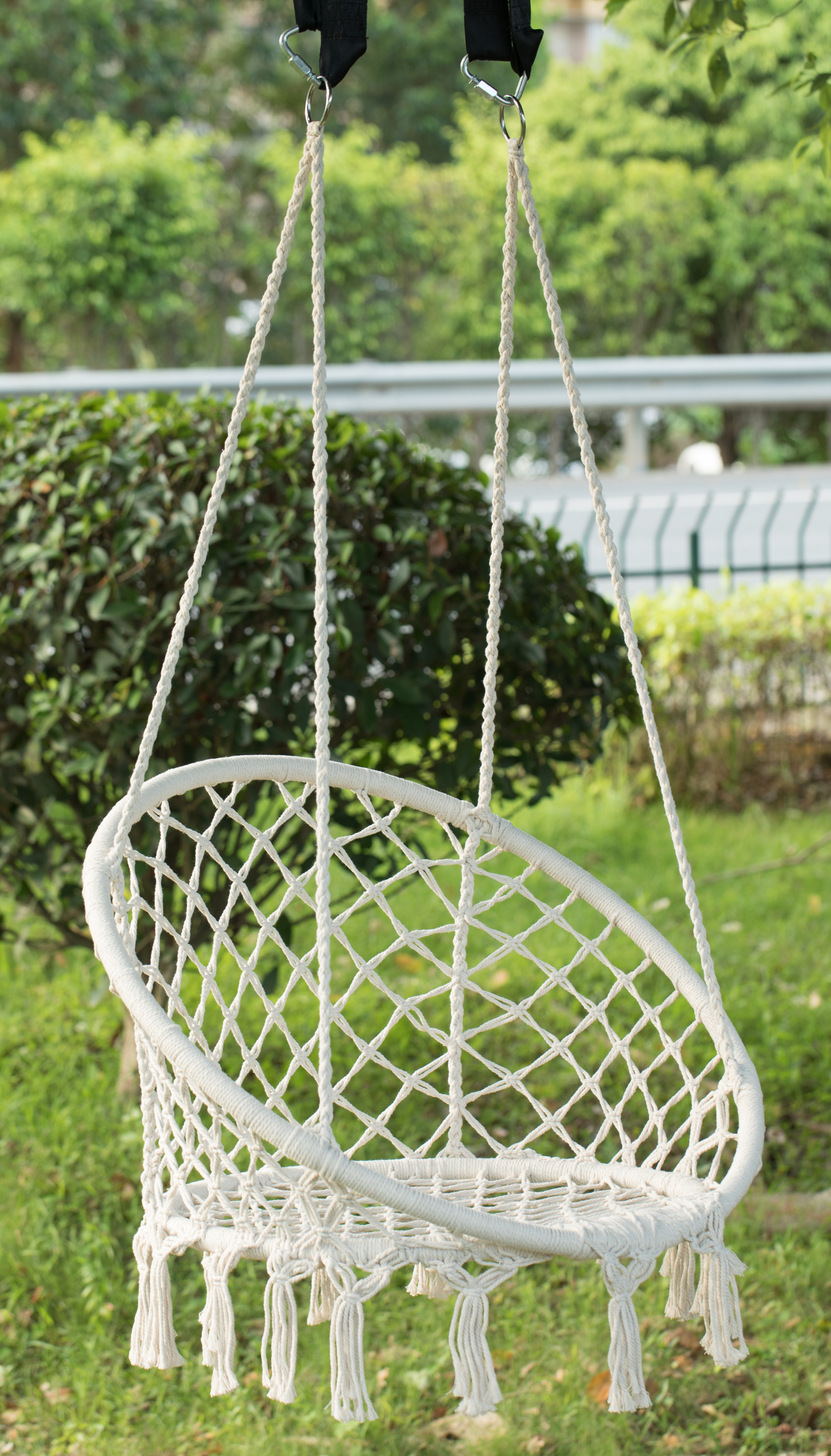 Round Hanging Hammock Cotton Rope Macrame Swing Chair for ...